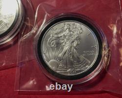 Lot Of 3 2011p American Silver Eagle Bullion Type-1 From Us Mint Tubes, Uncirc