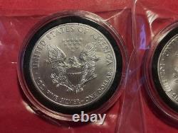 Lot Of 3 2011p American Silver Eagle Bullion Type-1 From Us Mint Tubes, Uncirc