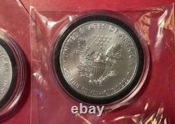 Lot Of 3 2011p American Silver Eagle Bullion Type-1 From Us Mint Tubes, Uncirc