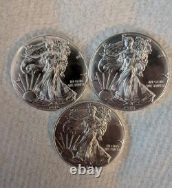 Lot Of (3) 2016 1 Oz Silver American Eagles BU