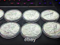 Lot Of 8 Consecutive 1 Oz American Silver Eagles 2018-2024 BU Ounces-See Descrip