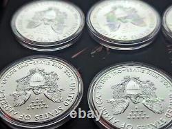 Lot Of 8 Consecutive 1 Oz American Silver Eagles 2018-2024 BU Ounces-See Descrip