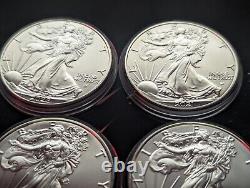 Lot Of 8 Consecutive 1 Oz American Silver Eagles 2018-2024 BU Ounces-See Descrip