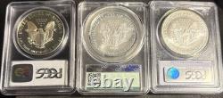 Lot Of Three Silver Eagles 1989 S, 2006, 2009 All Graded MS 69 Very Nice