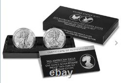 Lot Of Two (2x) American Eagle 2021 One Ounce Silver Reverse Proof Two-Coin Set