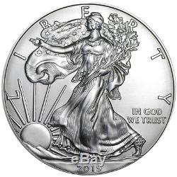 Lot of 100 2019 $1 American Silver Eagle 1 oz Brilliant Uncirculated 5 Full Ro