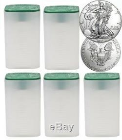 Lot of 100 Coins 2019 1 oz American Silver Eagle $1 Coin 5 Rolls 100 Troy Oz