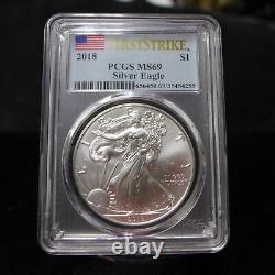 Lot of (10) 2004-2020 American Silver Eagles PCGS/NGC MS69