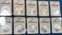(Lot of 10) 2010 American Silver Eagles. All are NGC MS69. ASE