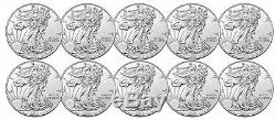 Lot of 10 2015 $1 1oz Silver American Eagle BU