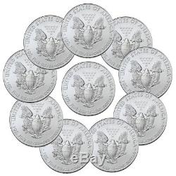Lot of 10 2019 1 oz American Silver Eagle $1 GEM BU Coins SKU56934