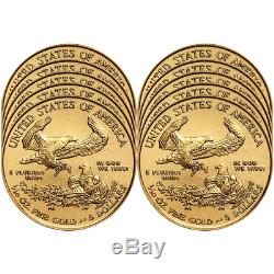 Lot of 10 2019 $5 American Gold Eagle 1/10 oz Brilliant Uncirculated