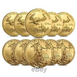Lot of 10 2020 1 oz Gold American Eagle $50 Coin BU