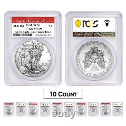 Lot of 10-2020 (S) 1 oz Silver American Eagle PCGS MS 69 FS (SF) Emergency Issue