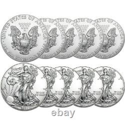 Lot of 10 2021 1 oz American Eagle. 999 Fine Silver BU Coin BRAND NEW