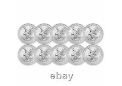 Lot of 10 2022 1 oz Silver American Eagle $1 Coin BU