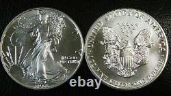 Lot of 10 American Silver Eagles $1 BU Half Roll 1 Ounce Oz ASE