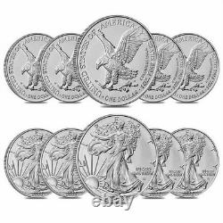 Lot of 10 U. S. Mint 2023 1 oz American Silver Eagle Coin