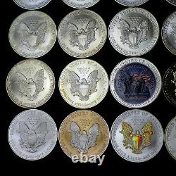 Lot of (20) 1 oz Silver American Eagles (19 Colorized) Mixed Dates
