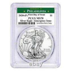 Lot of 20-2020 (P) 1 oz Silver Eagle PCGS MS 70 FDI Philadelphia Emergency Issue