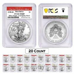 Lot of 20-2020 (S) 1 oz Silver American Eagle PCGS MS 69 FS (SF) Emergency Issue