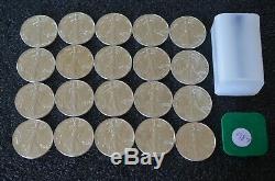 Lot of 20 Coins 1987 1 oz Silver American Eagle $1 Coin BU 1 Roll