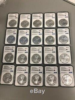 Lot of 20 Silver 2015 American Eagle 1 oz. 999 fine NGC eBay Label 1oz Coins