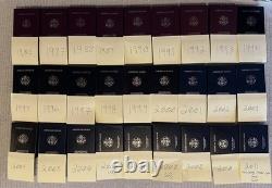 (Lot of 27) 1986-2008, 2010, 2011 Proof American Silver Eagles