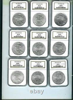 Lot of 28 Silver Eagles 1986 2013 PCGS and NGC MS69