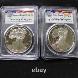 Lot of (2) 1996-P PROOF SILVER EAGLE PCGS PR69 DCAM Ashley & Cameron SIGNED