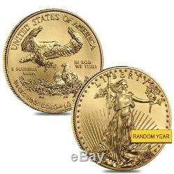 Lot of 2 1/4 oz Gold American Eagle $10 Coin BU (Random Year)