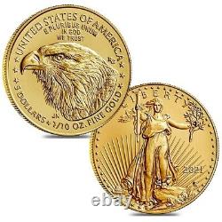 Lot of 2 2021 1/10 oz Gold American Eagle $5 Coin BU Type 2