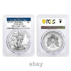 Lot of 2 2021 (W) 1 oz Silver American Eagle $1 Coin PCGS MS 70 FS West Point