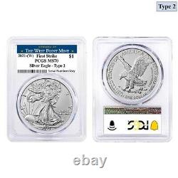 Lot of 2 2021 (W) 1 oz Silver American Eagle Type 2 PCGS MS 70 FS (West Point)