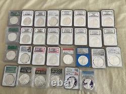 Lot of 30 american silver eagle 1 oz coins Mostly Ultra Cameo NGC 69-70 SF Mint