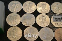 Lot of 35 American Silver Eagles full run Date 1986 to 2020 includes 1996 Roll s