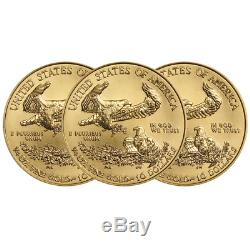 Lot of 3 2018 $10 American Gold Eagle 1/4 oz Brilliant Uncirculated