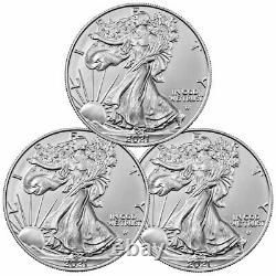 Lot of 3 2021 American 1 oz Silver Eagle T-2 GEM BU PRESALE