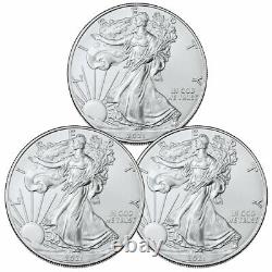 Lot of 3 2021 American Silver Eagle T-1 BU Brilliant Uncirculated Coins