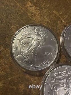 Lot of 3 2022 $1 American Silver Eagle 1 oz In capsule uncirculated free shippin