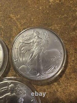 Lot of 3 2022 $1 American Silver Eagle 1 oz In capsule uncirculated free shippin