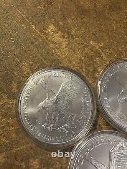Lot of 3 2022 $1 American Silver Eagle 1 oz In capsule uncirculated free shippin