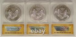Lot of (3) Founding Fathers Series 2015 American Silver Eagle Coins ANACS MS69