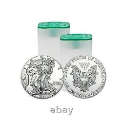 Lot of 40 2021 1 oz American Silver Eagle BU Coin (2 Rolls withTube of 20)