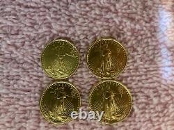 Lot of 4 1/10 oz Gold American Eagle One Tenth Ounce $5 Coin Brilliant BU