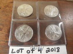 Lot of 4 2018 American silver eagle coins