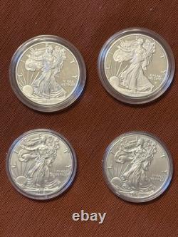 Lot of 4 (2019, 2019, 2020, 2022) Silver American Eagle 1 oz. Fine. 999 US Coins