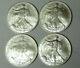 Lot Of 4 American Silver Eagles 2004 2005 2006 2007.999 Fine Silver Dollars