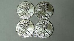 Lot of 4 American Silver Eagles 2016 2017 2018 2019.999 Fine Silver Dollars