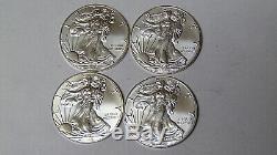 Lot of 4 American Silver Eagles 2016 2017 2018 2019.999 Fine Silver Dollars